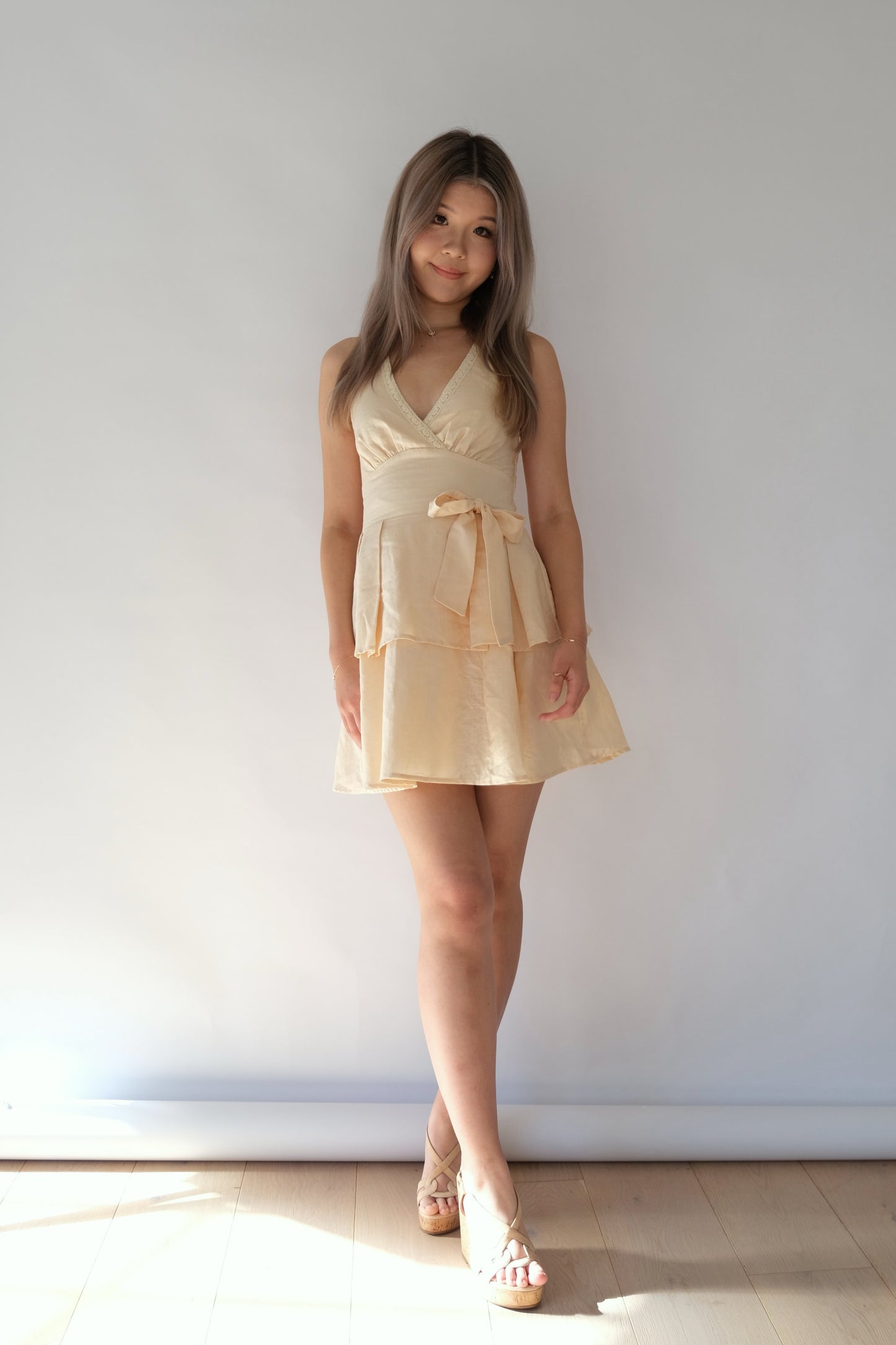 Alice Halter Neck Linen-Blend Dress (Beige)