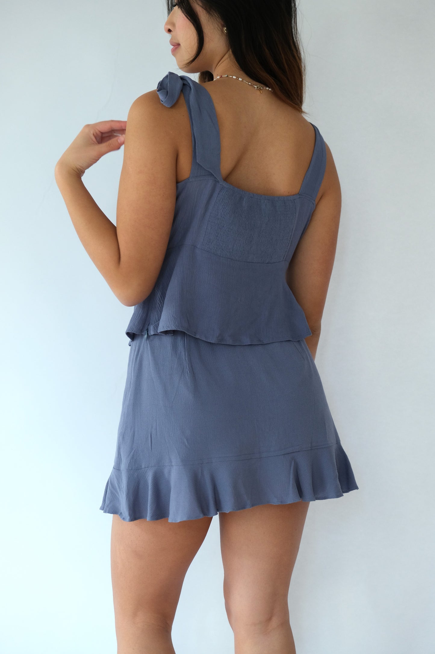 Kaia Tie Strap Top (Denim Blue)