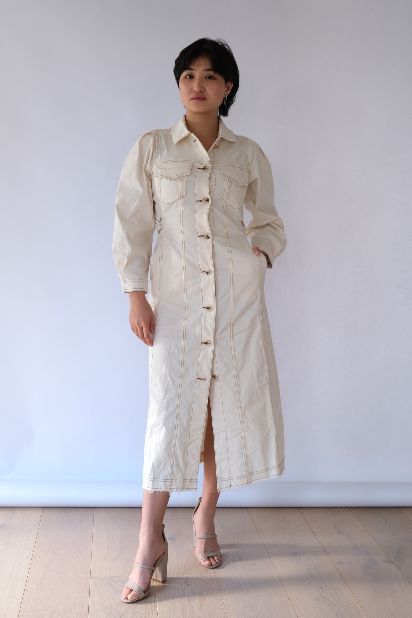 Anais Denim Coat Dress (Cream)