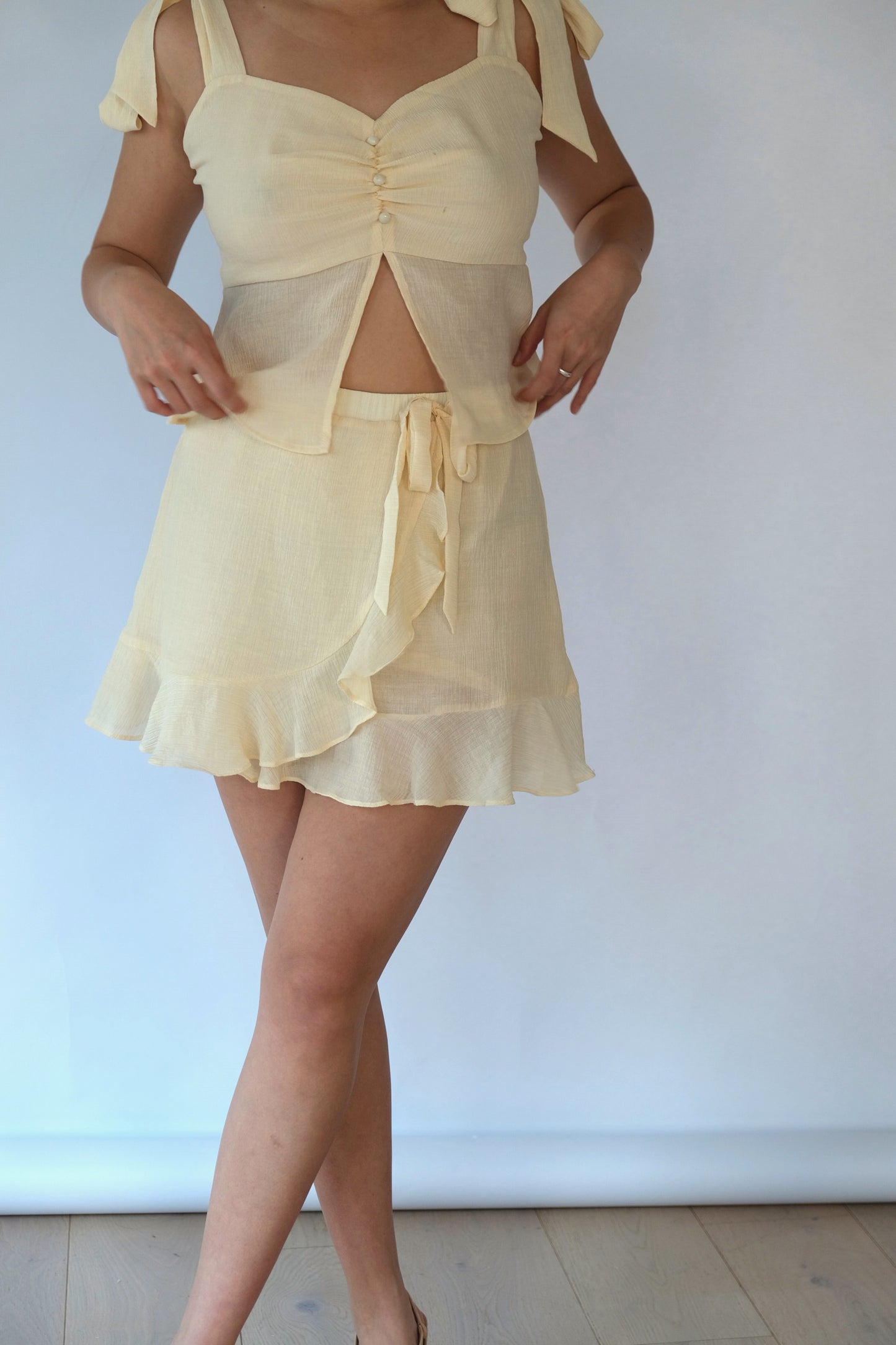 Kaia Mini Wrap Skirt (Cream)