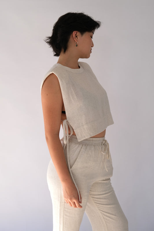 Zuri Linen Blend Tie Top