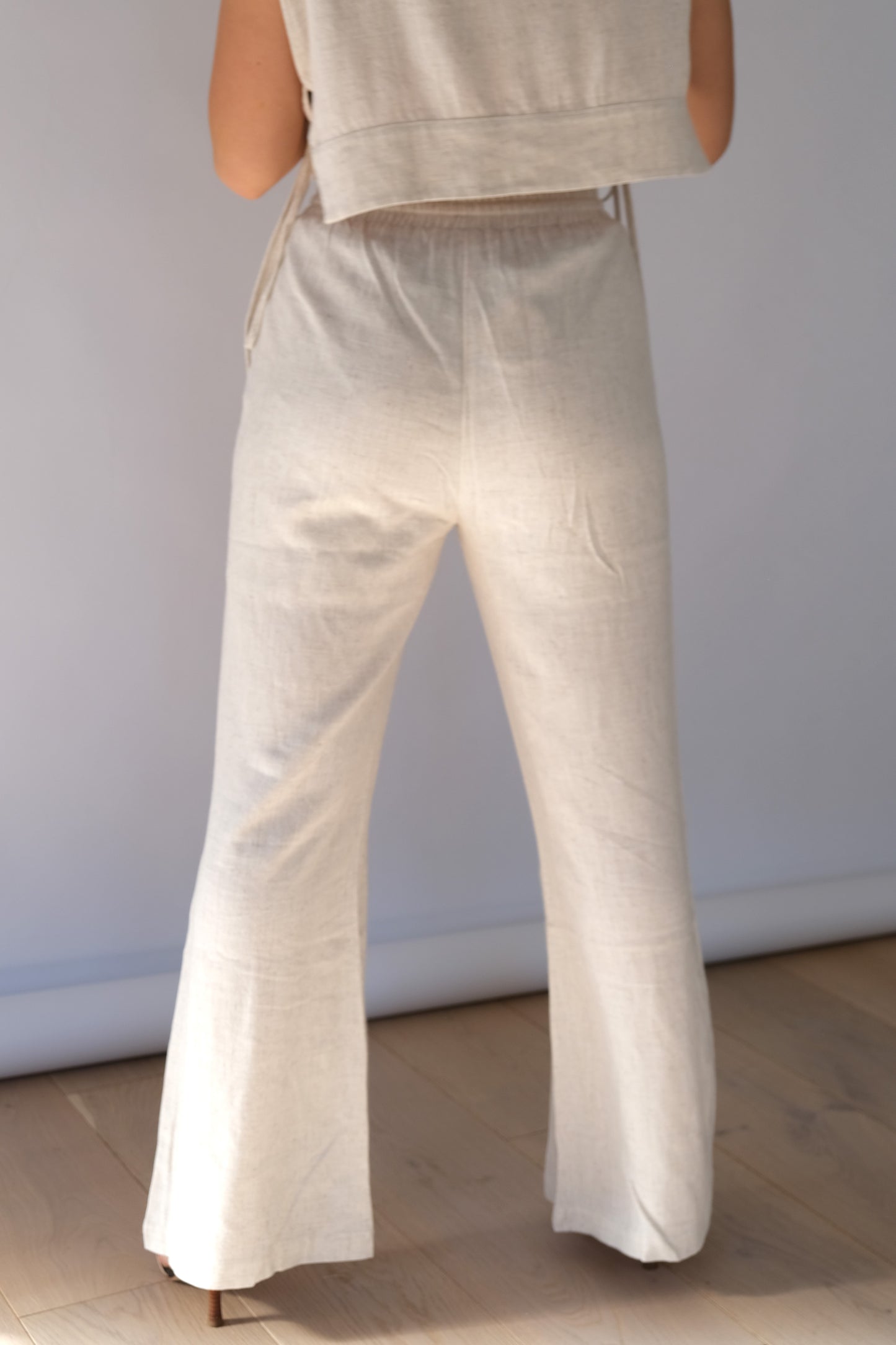 Zuri Linen Blend Drawstring Flare Pants