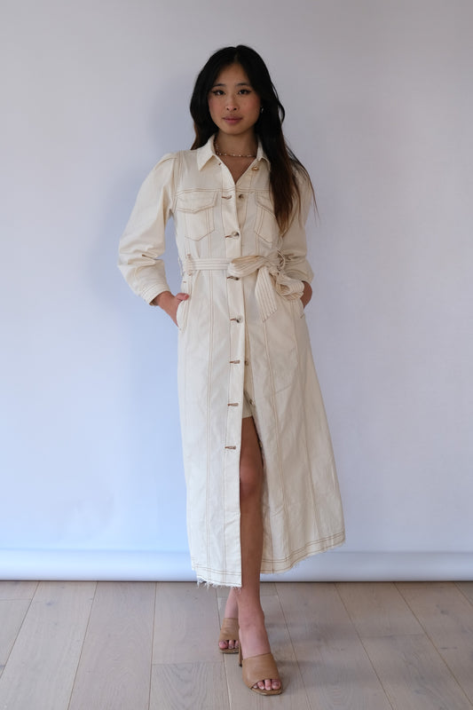 Anais Denim Coat Dress (Cream)