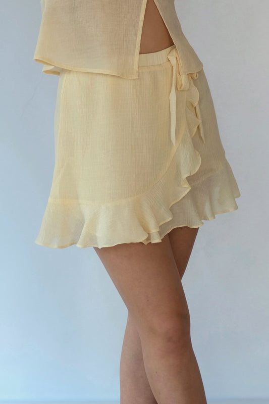 Kaia Mini Wrap Skirt (Cream)